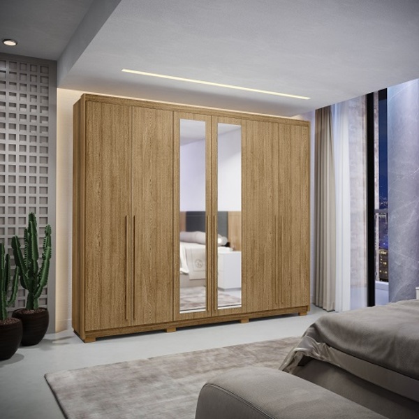 Guarda Roupa Com Espelho Dubai Majestic 6 Portas E 6 Gavetas