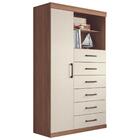 Guarda Roupa Com Espelho E Cômoda 1 Porta Reine Jatobá Areia