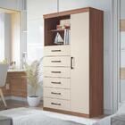 Guarda Roupa Com Espelho E Cômoda 1 Porta Reine Jatobá Areia