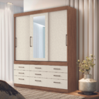 Guarda Roupa Com Espelho E Cômoda Lapônia Jatobá Areia