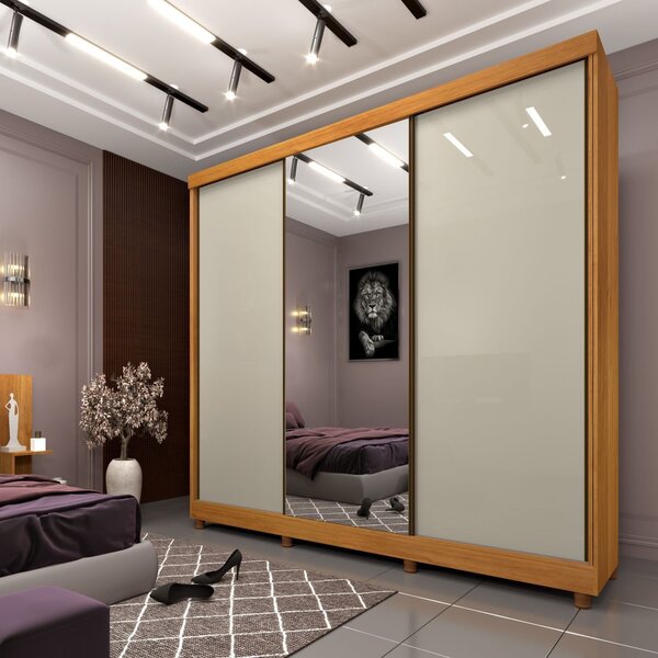 Guarda Roupa Com Espelho E Pés 3 Portas 240cm Somalia Espress