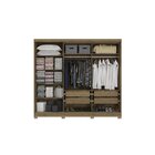 Guarda Roupa Com Espelho E Pés 5 Portas 4 Gavetas  Nogueira/v