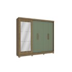 Guarda Roupa Com Espelho E Pés 5 Portas 4 Gavetas  Nogueira/v