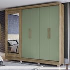 Guarda Roupa Com Espelho E Pés 5 Portas 4 Gavetas  Nogueira/v