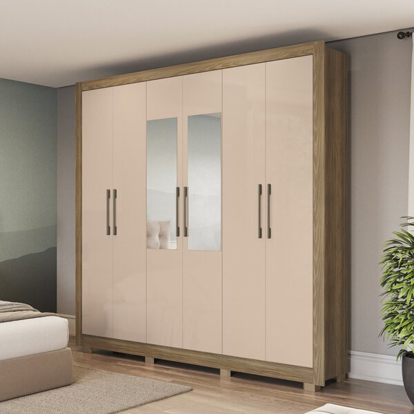 Guarda Roupa Com Espelho E Pés 6 Portas 2 Gavetas Kappesberg