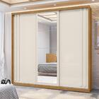 Guarda Roupa Com Espelho E Porta De Correr 242cm Freijó Off W
