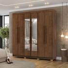 Guarda Roupa Com Espelho Elegance 6 Portas Imbuia Rústico - V