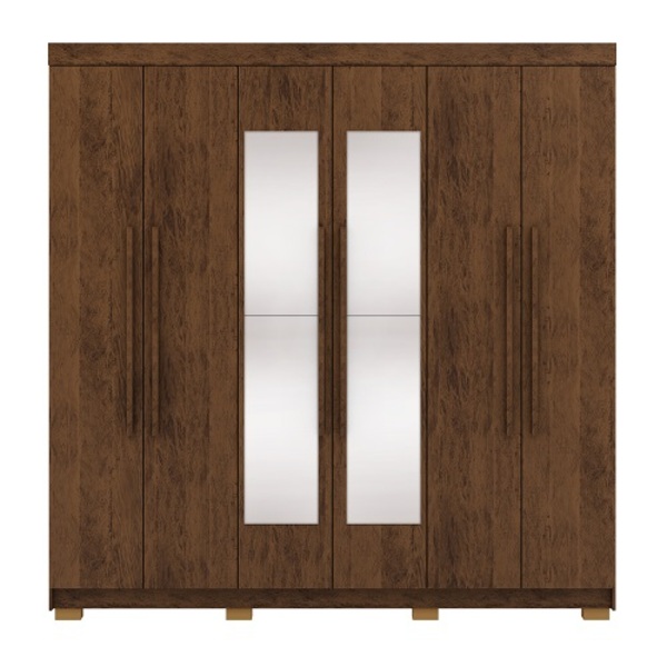 Guarda Roupa Com Espelho Elegance 6 Portas Imbuia Rústico - V