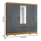 Guarda Roupa Com Espelho Israel Freijó Cinza