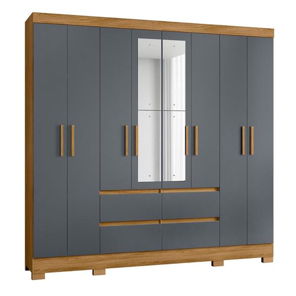 Guarda Roupa Com Espelho Israel Freijó Cinza