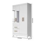 Guarda Roupa Com Espelho Solteiro 4 Portas 2 Gavetas Branco A