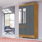 Guarda Roupa Com Espelho Solteiro 4 Portas 2 Gavetas Freijó C