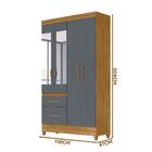 Guarda Roupa Com Espelho Solteiro 4 Portas 2 Gavetas Freijó C