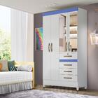Guarda Roupa Com Espelho Solteiro 4 Portas 4 Gavetas Branco A