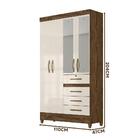 Guarda Roupa Com Espelho Solteiro 4 Portas 4 Gavetas Castanho