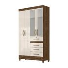 Guarda Roupa Com Espelho Solteiro 4 Portas 4 Gavetas Castanho