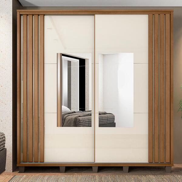 Guarda Roupa Com Espelho Treviso Cinamomo Off White