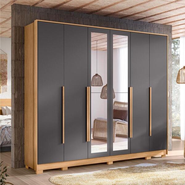 Guarda Roupa Com Espelho Vilage Nature Titanium