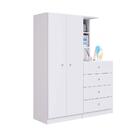 Guarda Roupa Com Estante E Nichos 2 Portas 4 Gavetas Branco E