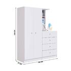 Guarda Roupa Com Estante E Nichos 2 Portas 4 Gavetas Branco E