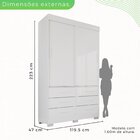 Guarda Roupa Com Pés 2 Portas 6 Gavetas Luana