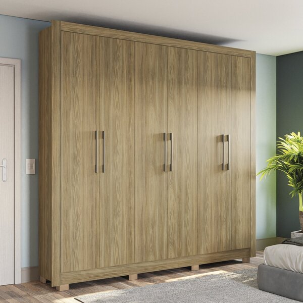 Guarda Roupa Com Pés 6 Portas 2 Gavetas Kappesberg Nogueira