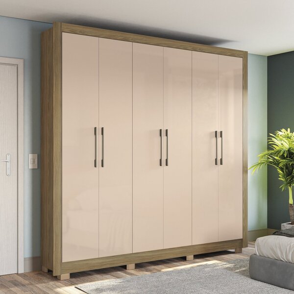 Guarda Roupa Com Pés 6 Portas 2 Gavetas Kappesberg Nogueira/m