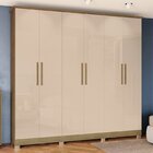 Guarda Roupa Com Pés 6 Portas 4 Gavetas  Nogueira/macadamia