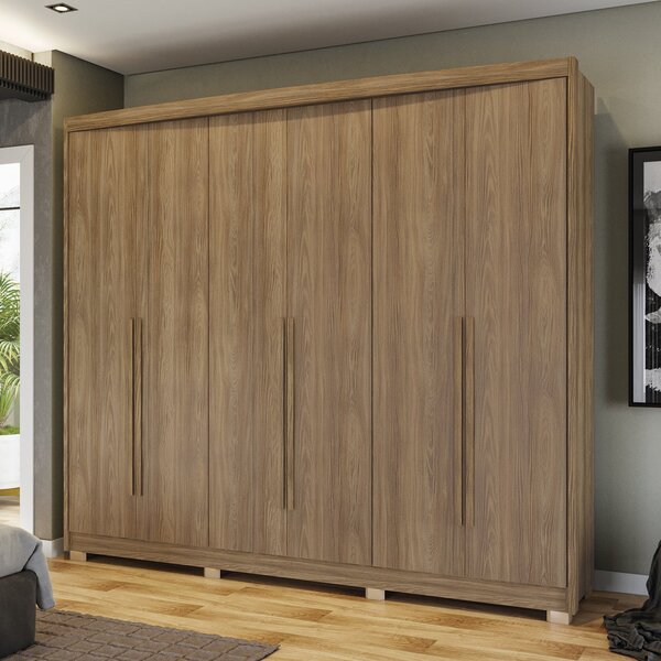 Guarda Roupa Com Pés 6 Portas 6 Gavetas  Nogueira