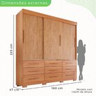 Guarda-roupa Com Pés Casal 3 Portas 9 Gavetas Luana