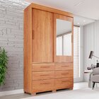 Guarda Roupa Com Pés E Espelho 2 Portas 6 Gavetas Luana