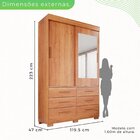 Guarda Roupa Com Pés E Espelho 2 Portas 6 Gavetas Luana