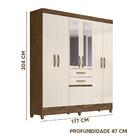 Guarda Roupa Com Pés E Espelho 7 Portas 177cm Castanho Baunil