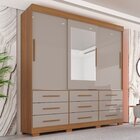 Guarda-roupa Com Pés E Espelho Casal 3 Portas 9 Gavetas Luana