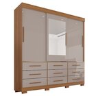 Guarda-roupa Com Pés E Espelho Casal 3 Portas 9 Gavetas Luana