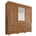 Guarda-roupa Com Pés E Espelho Casal 3 Portas 9 Gavetas Luana
