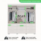 Guarda-roupa Com Pés E Espelho Casal 3 Portas 9 Gavetas Luana