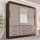Guarda-roupa Com Pés E Espelho Casal 3 Portas 9 Gavetas Luana