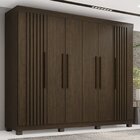 Guarda-roupa Com Ripado 6 Portas 4 Gavetas Londres Prime Cacau