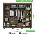 Guarda-roupa Com Ripado 6 Portas 4 Gavetas Londres Prime Cacau