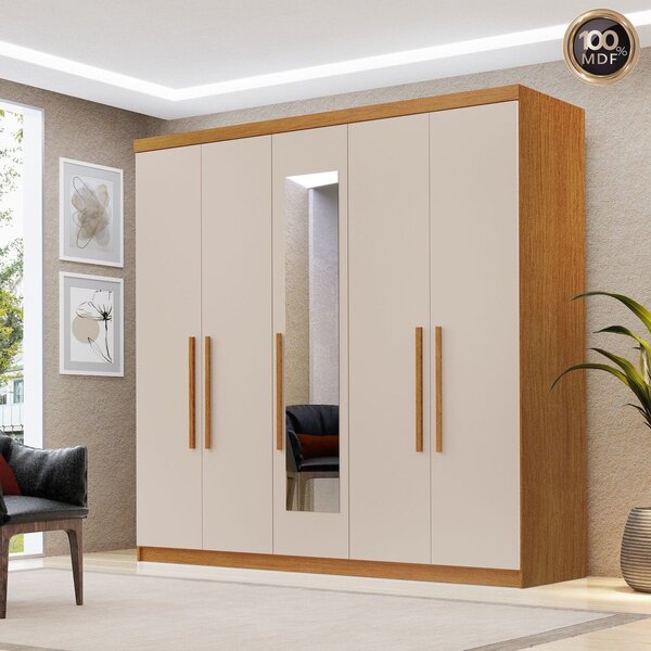 Guarda-roupa Com Sapateira Glamour 5 Portas Com Espelho Freij
