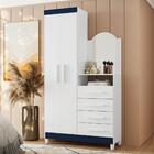 Guarda-roupa Cômoda 4 Gavetas 2 Portas Capri - Branco/azul