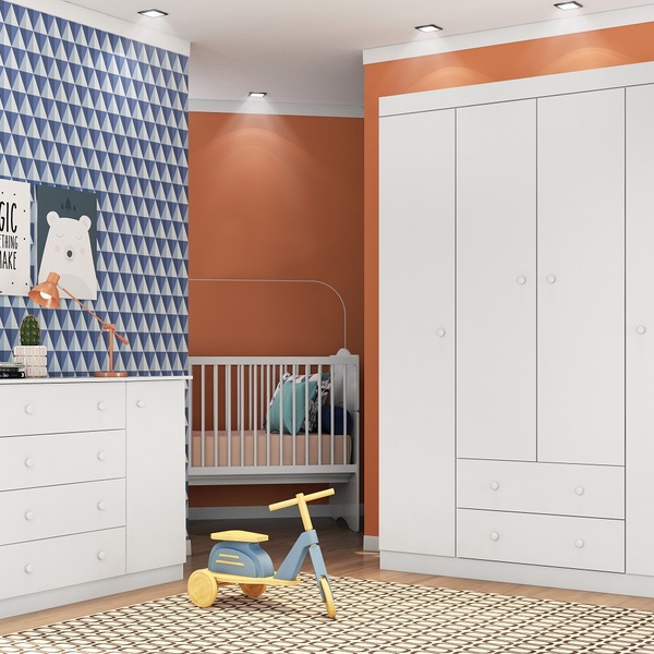 Guarda Roupa Cômoda Helena E Sapateira Bela Branco Phoenixbb