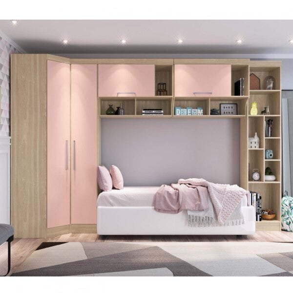 Guarda-roupa Conjugado Solteiro 4 Portas Com Nicho Móveis Cas