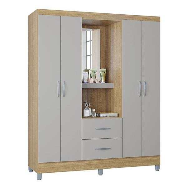 Guarda Roupa Cordoba Solteiro 2 Portas 2 Gavetas Com Espelho