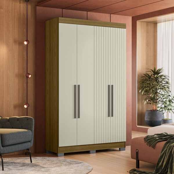 Guarda Roupa Dakota 4 Portas Freijo Frj Ac Off White Ac - Oli