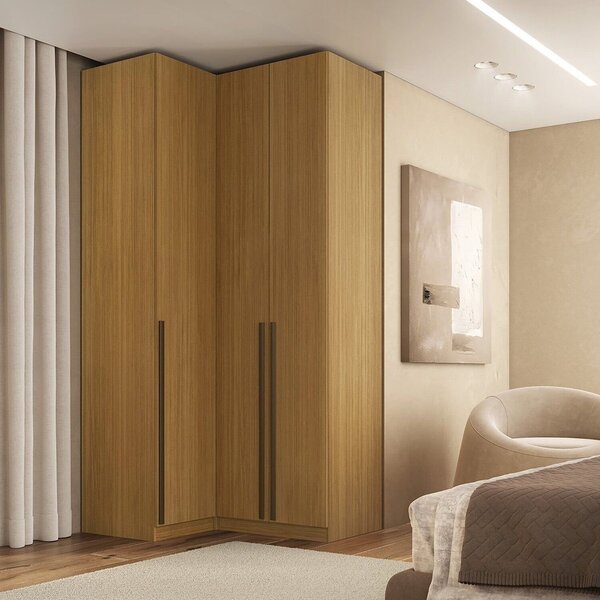 Guarda-roupa De 3 Portas Canto Reto 100% Mdf Freijó Altezza T