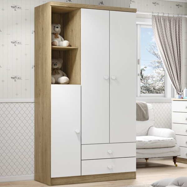 Guarda Roupa De Bebe 3 Portas 2 Gavetas 2 Nichos Pique-escond
