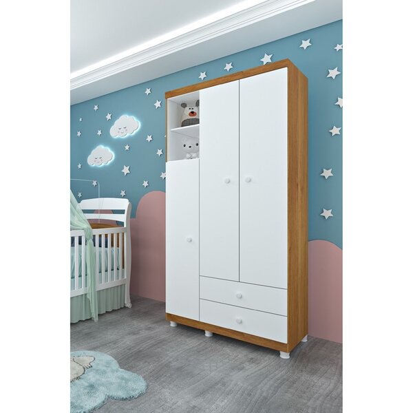 Guarda Roupa De Bebê 3 Portas 2 Gavetas Amore Tcil Móveis Cin