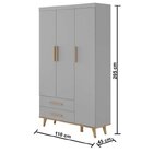 Guarda-roupa De Bebê 3 Portas Ludmila Cinza Fosco/bétula